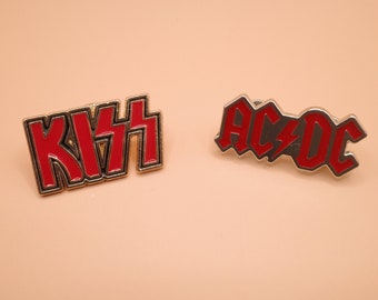 KISS x ACDC - Bandes métalliques émaillées pour épingles