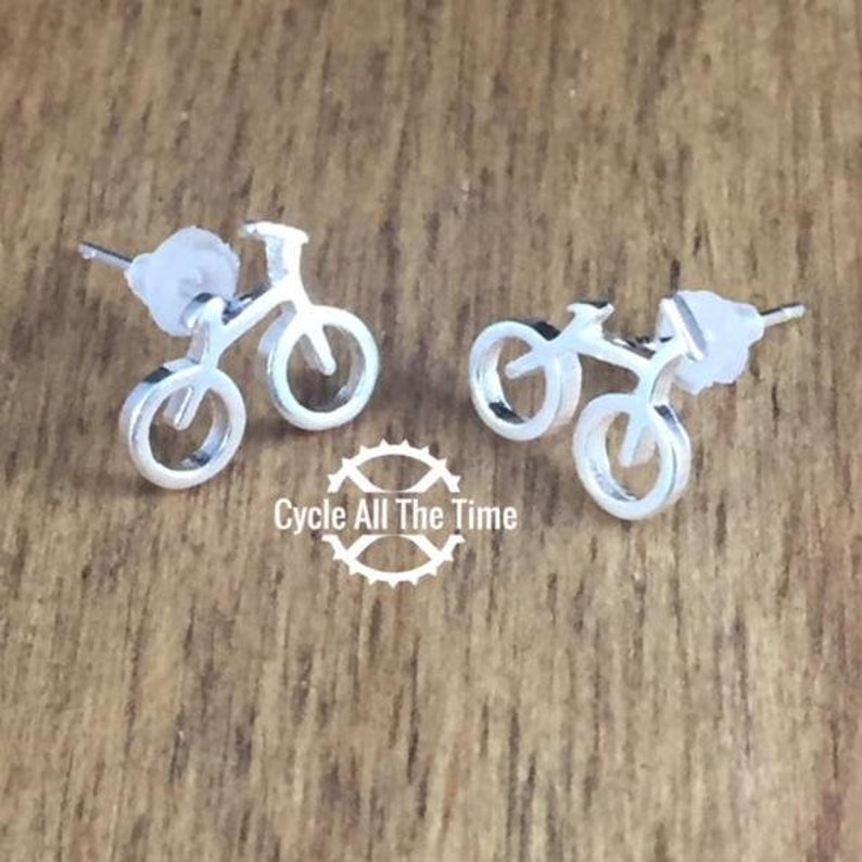 tiny silver bike earrings bike earrings sports jewelry bike gift petite sterling silver earrings bike jewelry