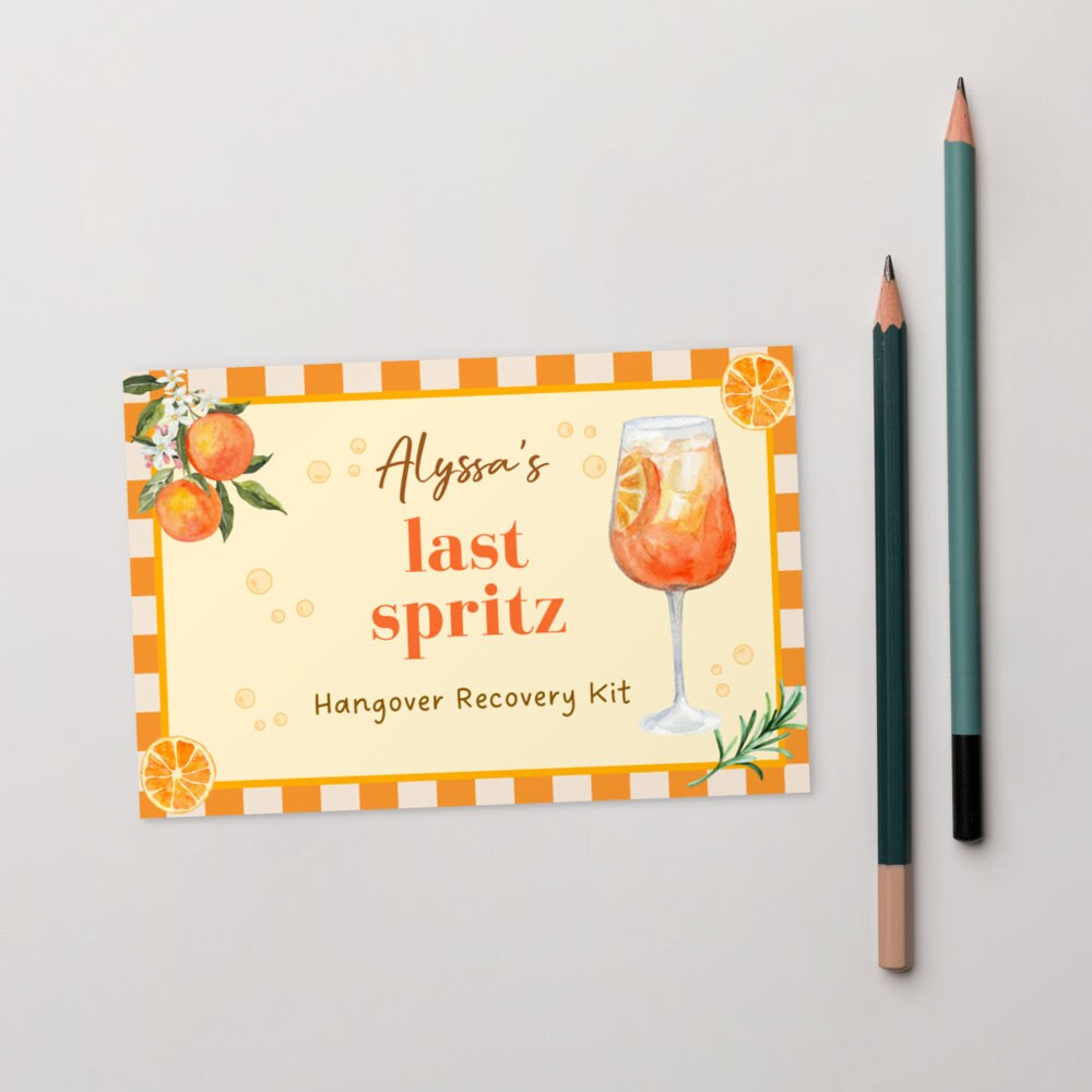 Last Spritz Hangover Recovery Kit Sign Standard Postcard Etsy