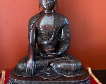 Estatua de Buda Shakyamuni hecha a mano en cobre, 56 cm (22 pulgadas)