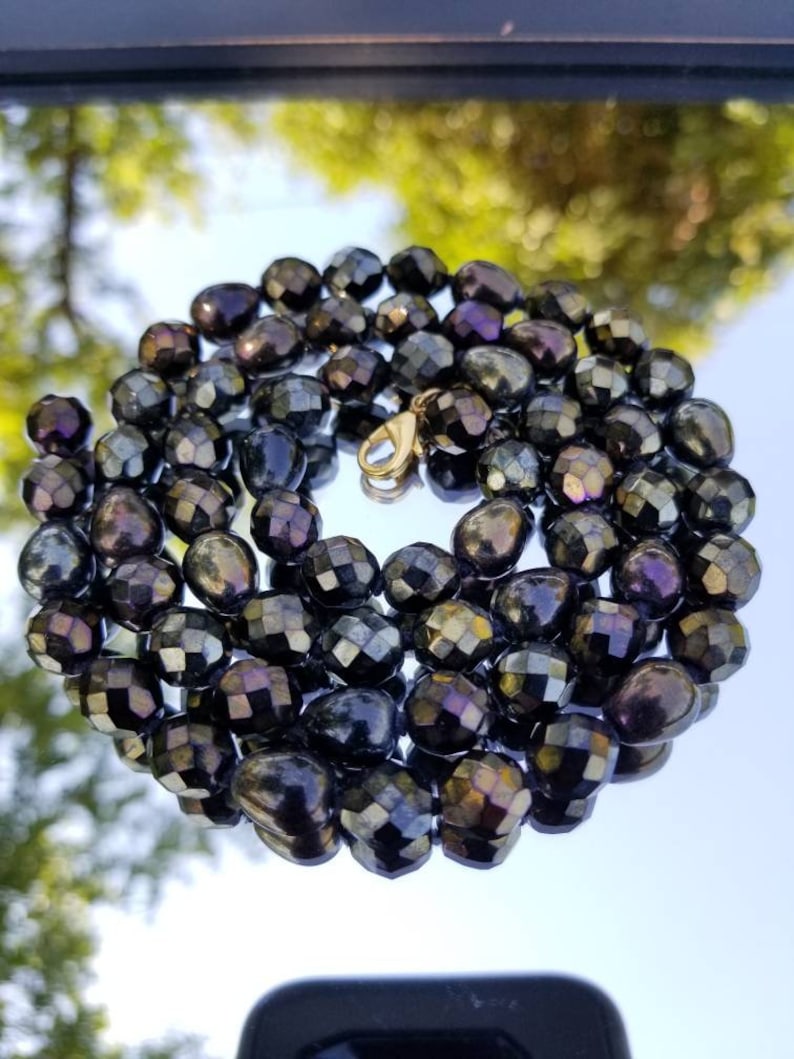 80/'s Classic Joan Rivers pewter and black glass bead necklace