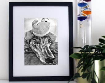 Greyhound-kunstafdruk 5 × 7 | Cadeau hondenliefhebber | Muurdecoratie hondenras