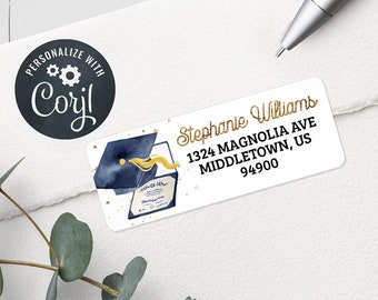 Graduation Address Label - Avery 5160 Compatible - Grad Cap Editable Label Template - 1" x 2-5/8" Labels Avery 5160 Compatible GR0622