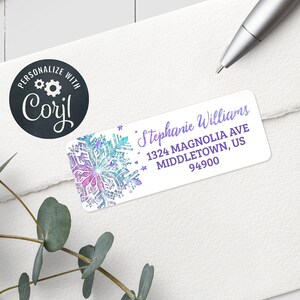 Snowflake Address Label - 5160 Compatible - Pastel Winter Editable Label Template - 1&quot; x 2-5/8&quot; Labels PSF123