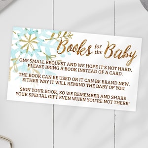 Books for Baby Card Template, Snowflake Winter Shower, 2x3.5&quot; Business Card Size 28878 BSF1022