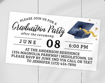 Graduation Party Insert Enclosure Card Avery 28878 Template 2" x 3.5"  Business Card - Grad Party Printable Editable Avery 28878 Compatible