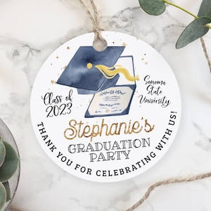 Graduation Round Tag Template - Grad Party Name Editable Favor Tags or Circle Labels Printable 2-inch & 1.5-inch Label Tag GR0622