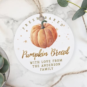 Pumpkin Bread Tag or Label - Round Tag Template - Editable Thanksgiving Tags or Circle Labels - Printable 2-inch & 1.5-inch Label or Tag