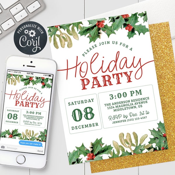 Holiday Party Invitation Etsy