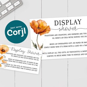 Display Shower Card Template - California Golden Poppy Einschlusskarte 5 x 3,5 Zoll und 2 x 3,5 Zoll Visitenkartengröße 28878 Kompatibel mit GO0225