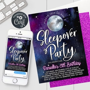 Sleepover Party Invitation Galaxy Slumber Party Sleepover - Etsy