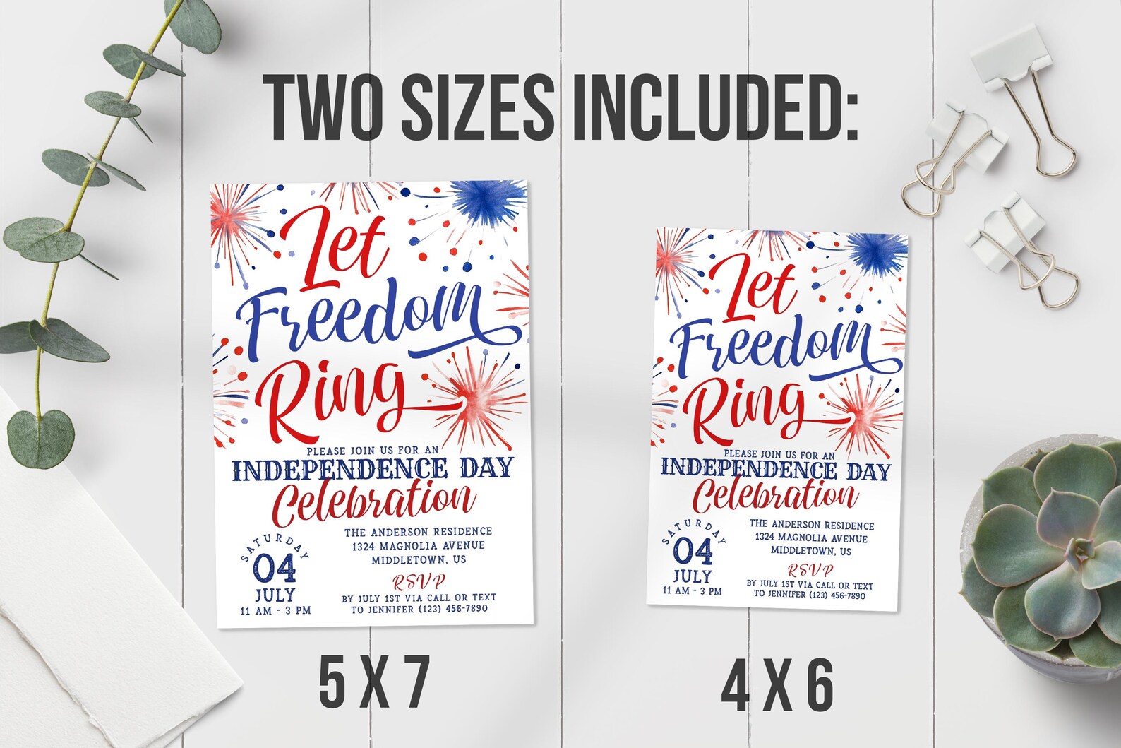 Freedom July 4th Invitation: Patriotic Independence Day, 5x7 4x6 ...