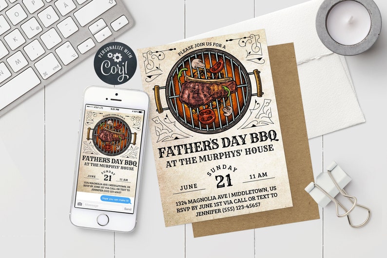 Fathers Day BBQ Barbecue Invitation