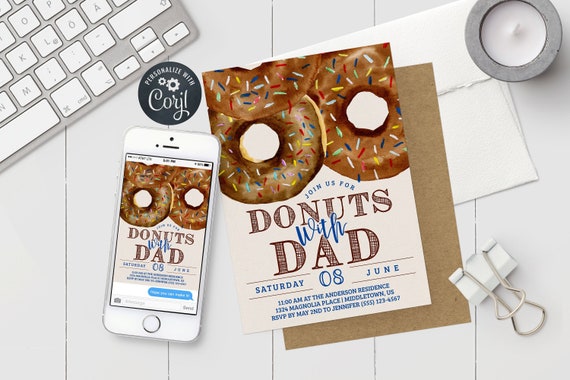 Donuts With Dad Invitation Fathers Day Invitation Editable - Etsy