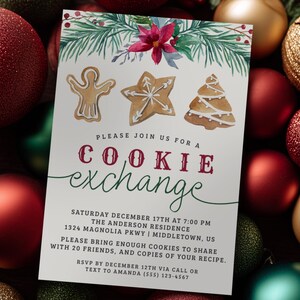 Christmas Cookie Exchange Invitation, 5x7 Digital Invite, Editable Template Instant Download PDF JPG image 13