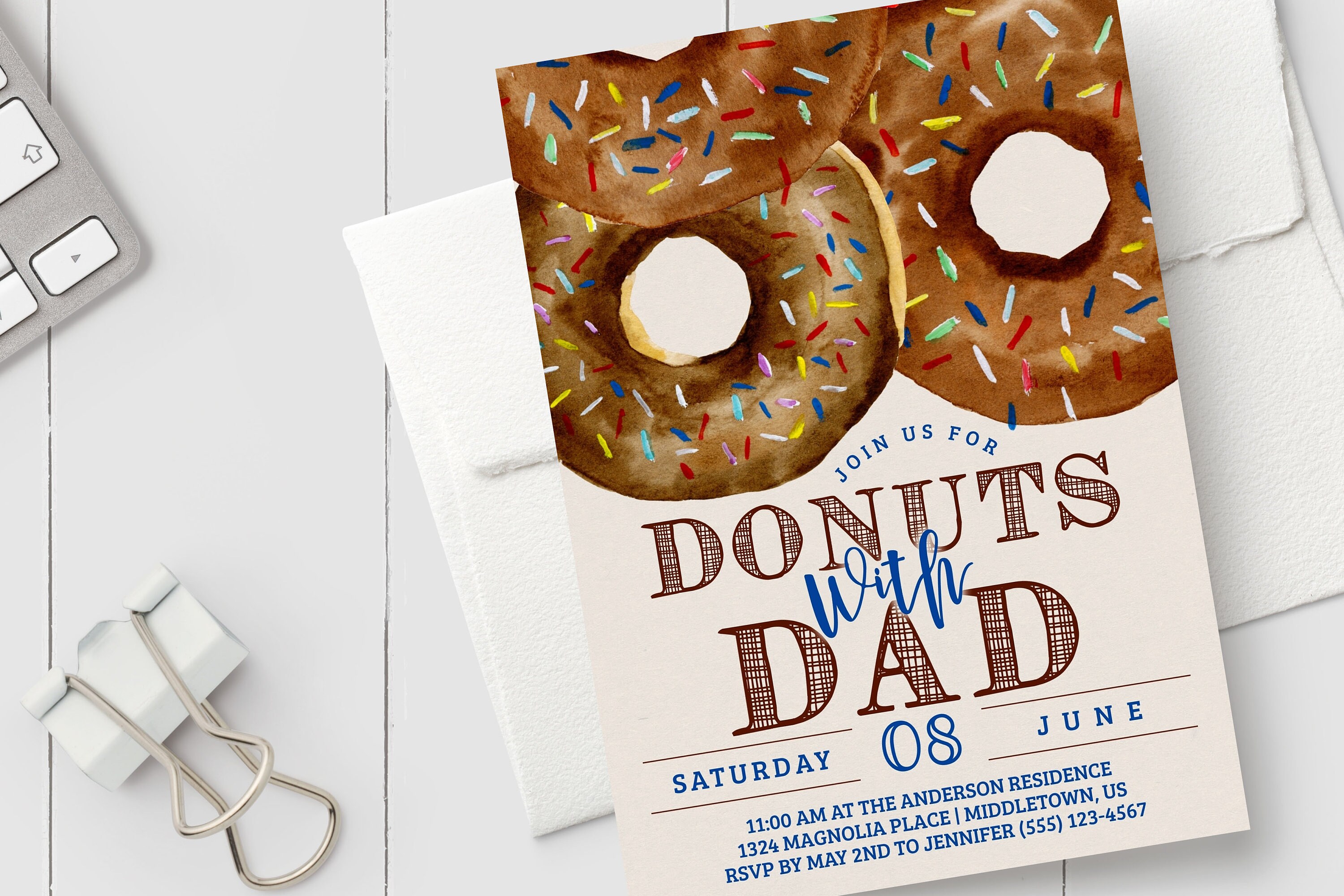 Donuts With Dad Invitation Fathers Day Invitation Editable - Etsy