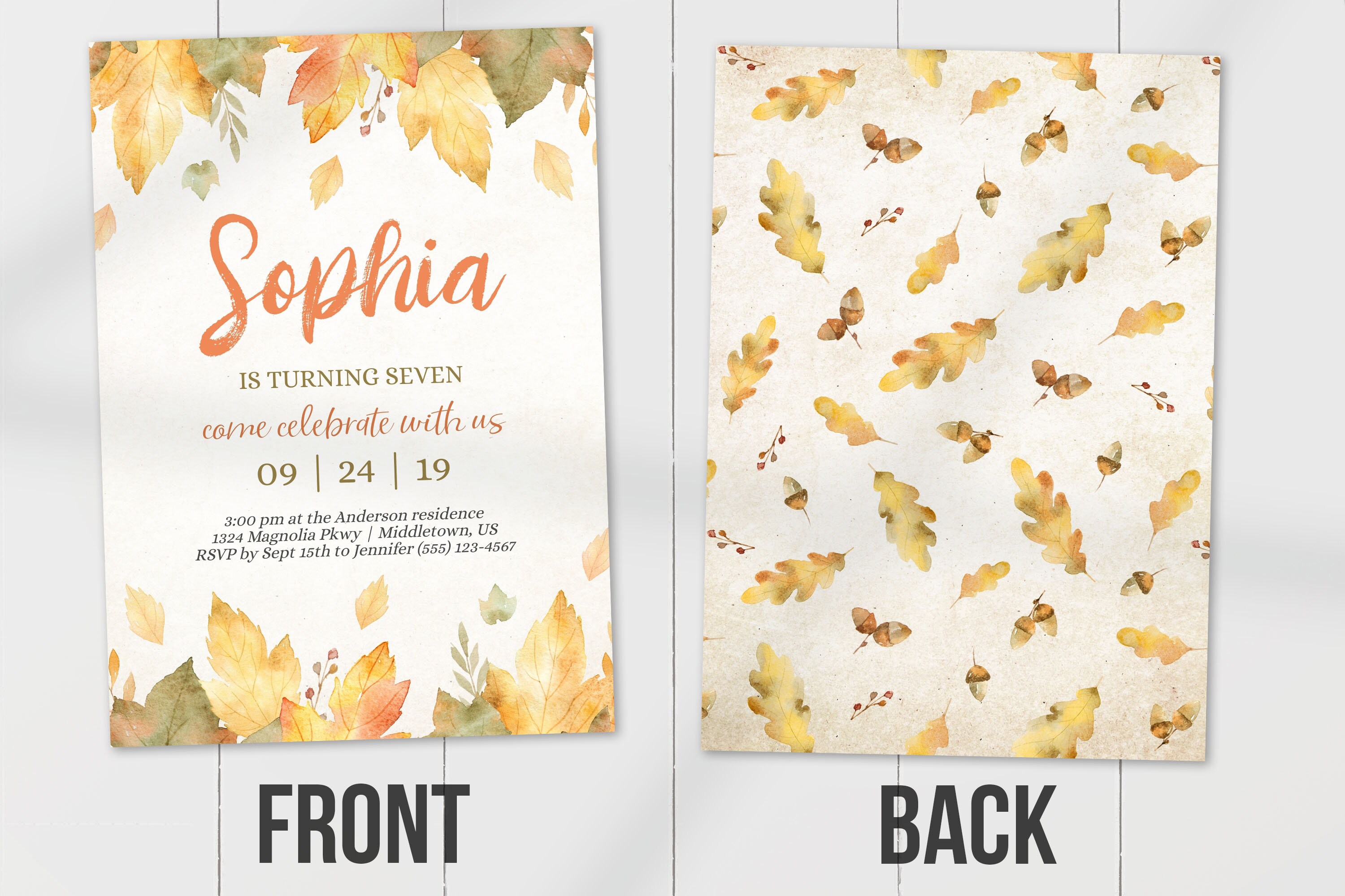 Autumn Birthday Invitation Autumn Leaves Fall Birthday - Etsy