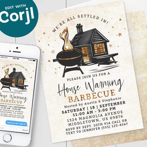 Invito per barbecue di inaugurazione della casa - Invito digitale per barbecue di inaugurazione della casa Boho 5x7 e 4x6 Modello modificabile stampabile Download immediato PDF, JPG