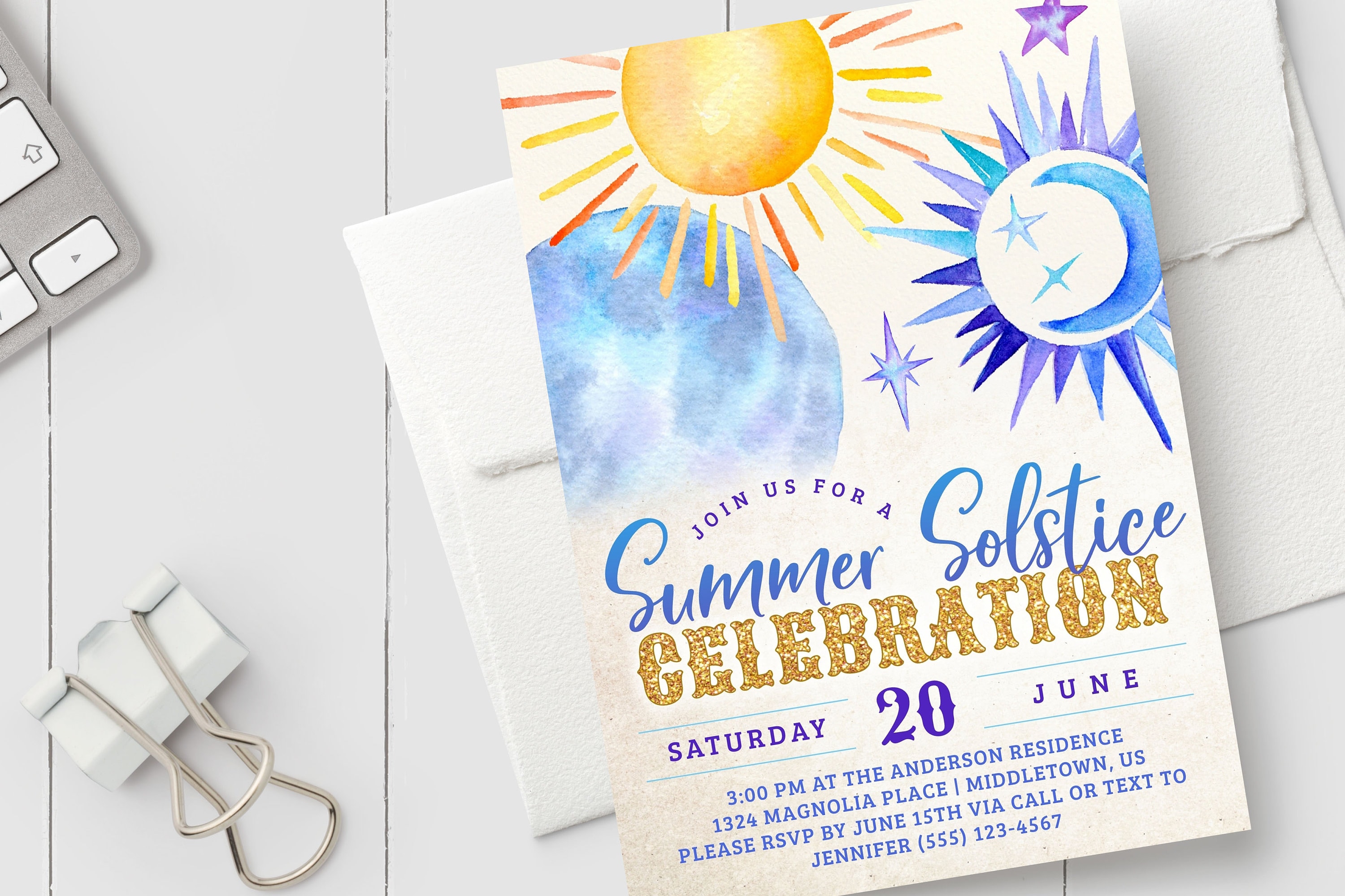 Summer Solstice Invitation Celestial Solstice Party Etsy España