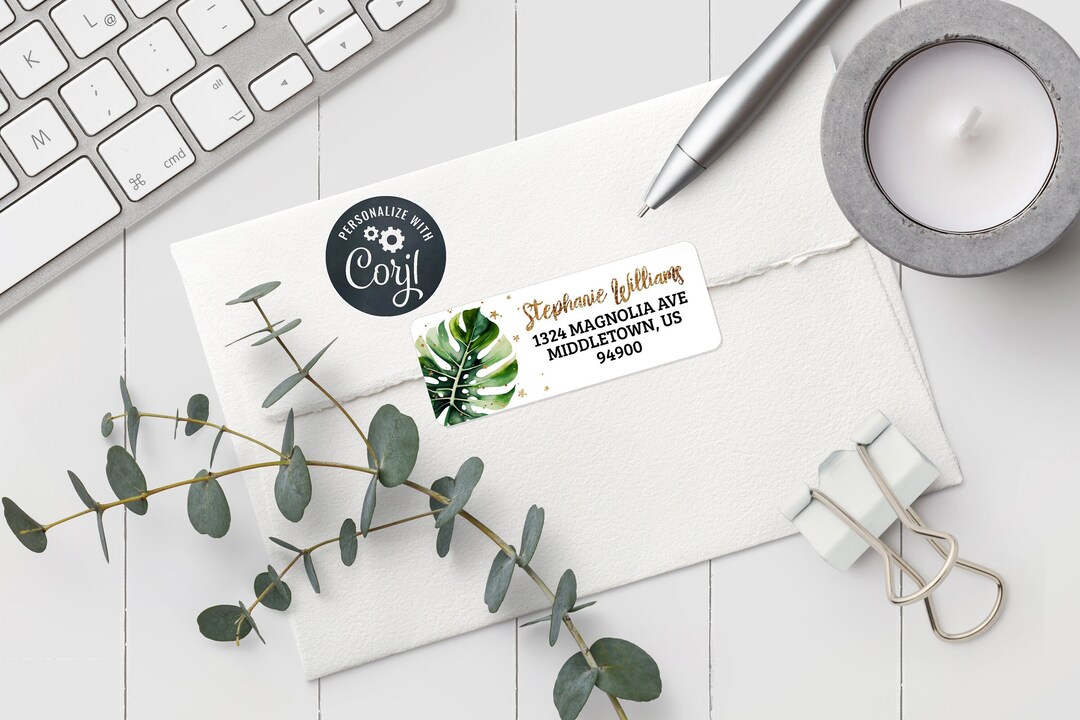Tropical Monstera Plant RETURN Address Label, 5160 Compatible ...