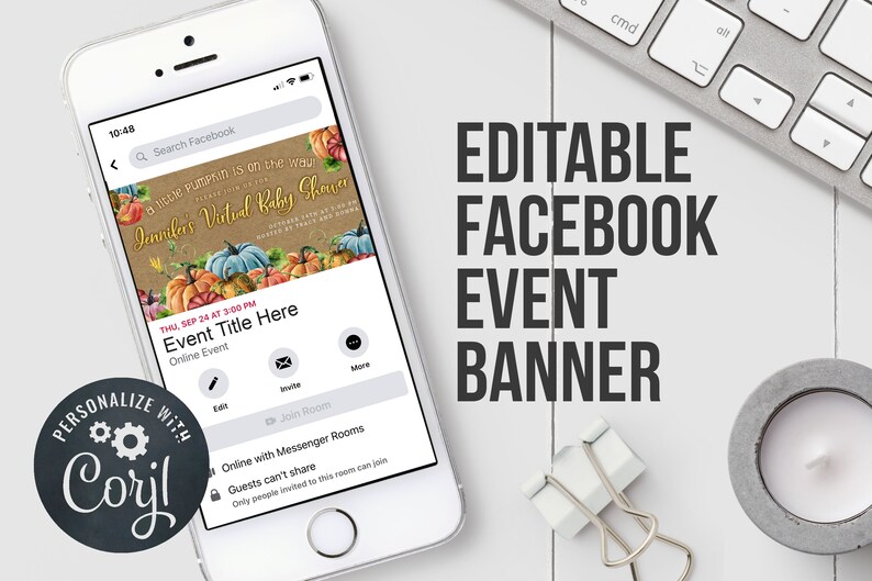 Virtual Baby Shower Facebook Event Page Banner Pumpkin Etsy
