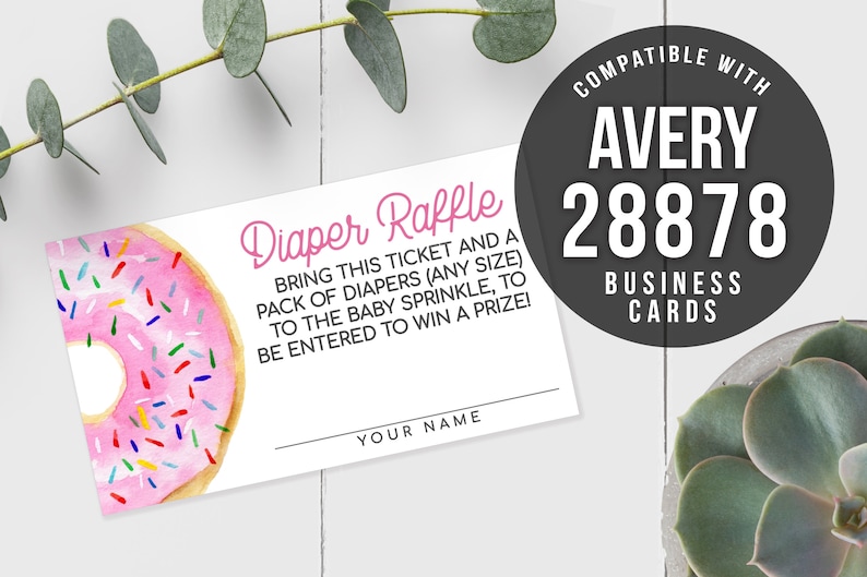 avery-28878-diaper-raffle-card-template-pink-donut-girl-baby-etsy