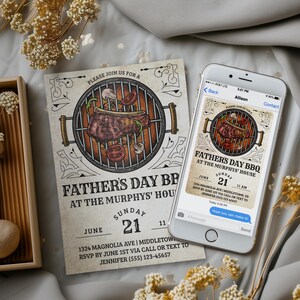 Father's Day BBQ Digital Invitation - Fathers Day Barbecue Invitation Editable Template Instant Download PDF, JPG, or png image 10