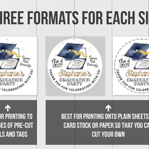 Graduation Round Tag Template - Grad Party Name Editable Favor Tags or ...
