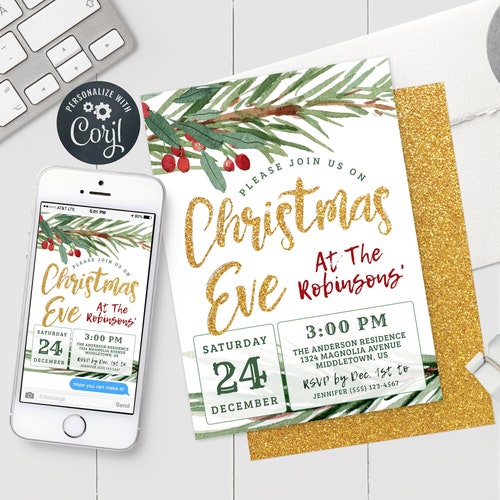 Christmas Party Invitation Editable Template Printable - Etsy