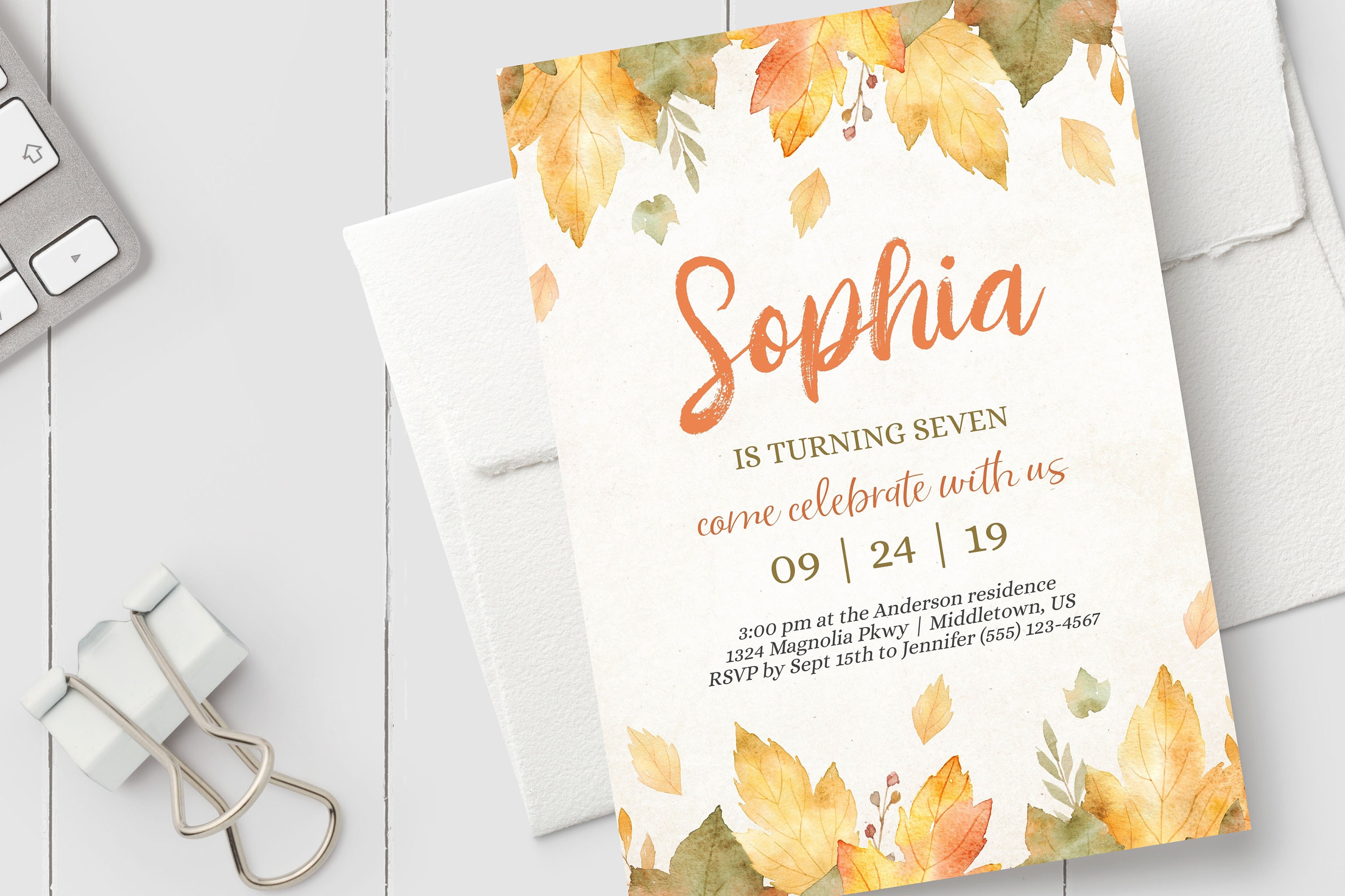 Autumn Birthday Invitation Autumn Leaves Fall Birthday - Etsy
