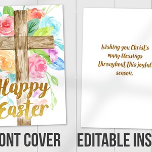 Printable Easter Card - Cross Happy Easter Editable Template - Print-at ...