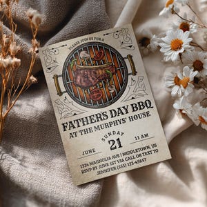 Father's Day BBQ Digital Invitation - Fathers Day Barbecue Invitation Editable Template Instant Download PDF, JPG, or png image 11