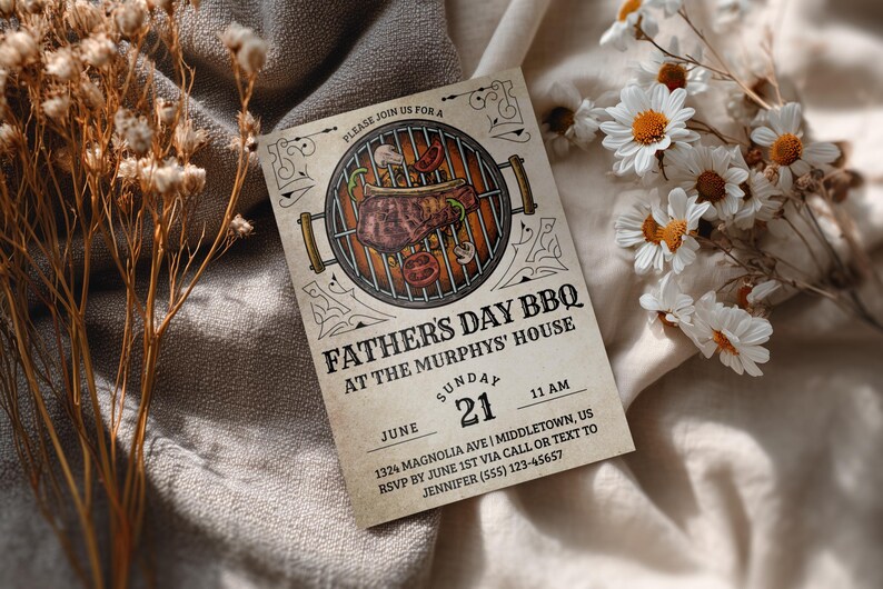 Father's Day BBQ Digital Invitation - Fathers Day Barbecue Invitation Editable Template Instant Download PDF, JPG, or png image 11
