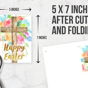 Printable Easter Card - Cross Happy Easter Editable Template - Print-at ...