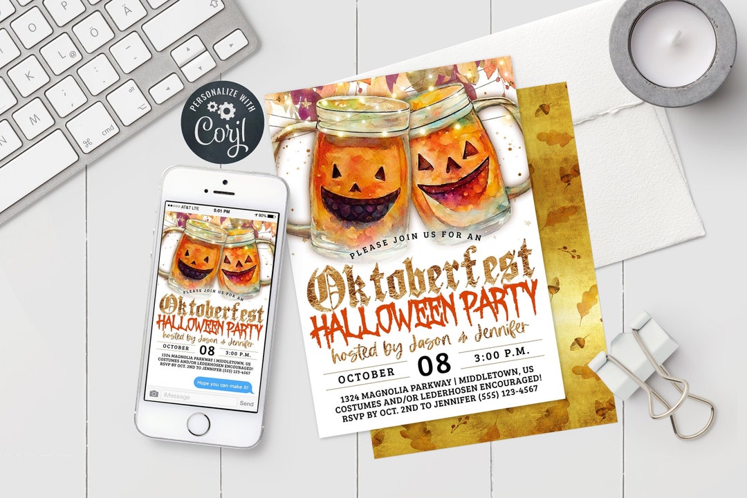 Oktoberfest Halloween Party Invitation, Oktoberween, Digital Invite 5x7 ...