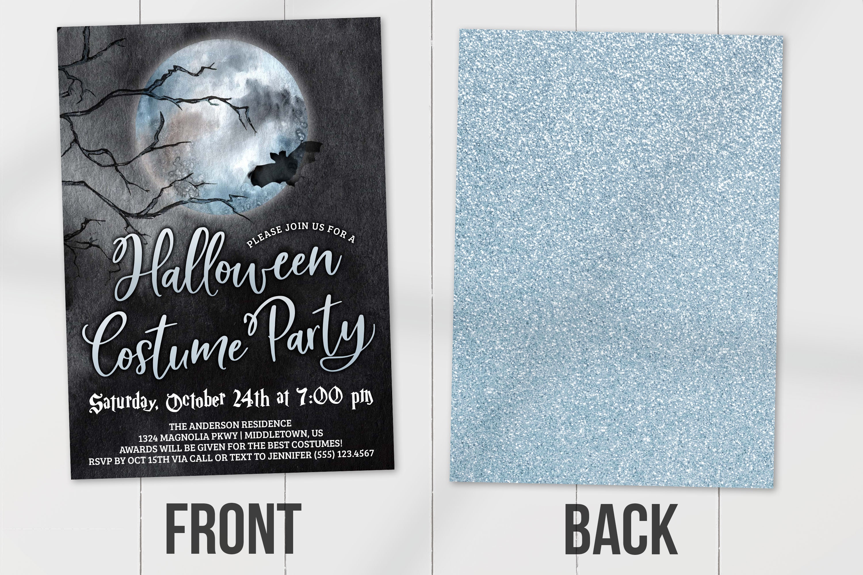 Halloween Costume Party Invitation Full Moon Adult Halloween - Etsy