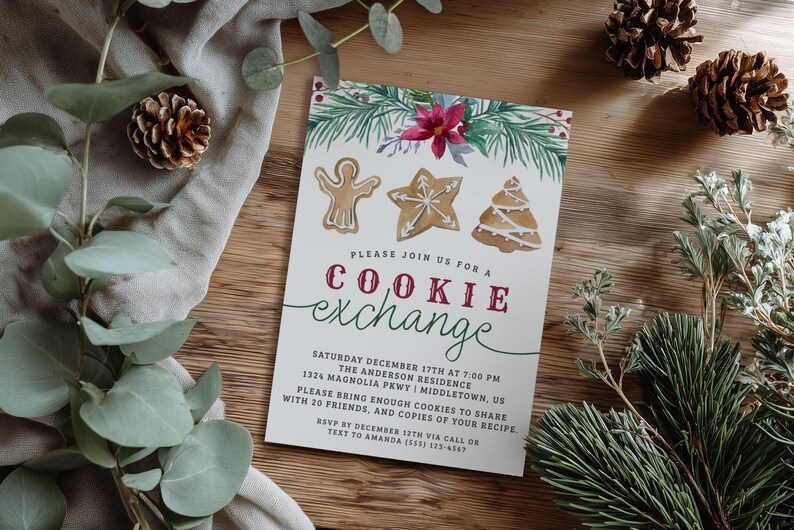Christmas Cookie Exchange Invitation, 5x7 Digital Invite, Editable Template Instant Download PDF JPG image 12