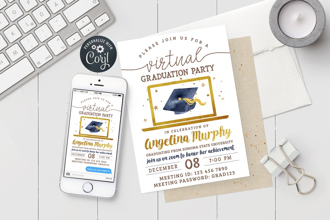 Virtual Graduation Invitation Template Zoom Graduation Party Invite