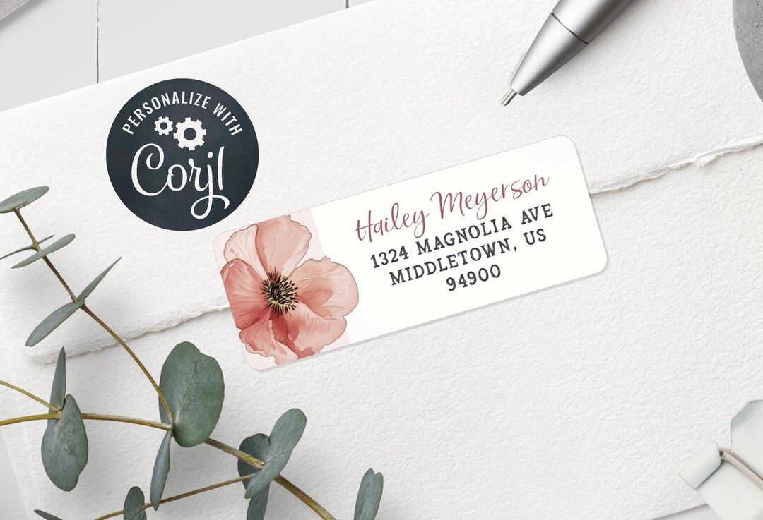 Wildflower 5160 Return Address Label Template, Editable 1x25/8" WP325