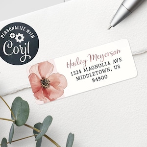 5160 Etiketsjabloon retouradres - roze wilde bloemenmeisje babyshower bewerkbare labelsjabloon retouradres 1" x 2-5/8" Etiketten WP325 WP425