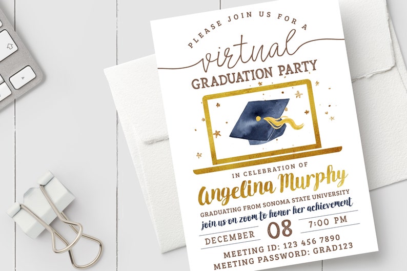 Virtual Graduation Invitation Template Zoom Graduation Party Etsy