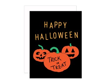 Happy Halloween Pumpkins Greeting Card, trick or treat