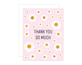 Thank You Card, Daisy Thank You So Much Greeting Card, Floral Thank You Card