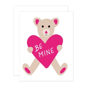 Be Mine Teddy Bear Greeting Card, Love & Friendship card, Valentine&#39;s Day card