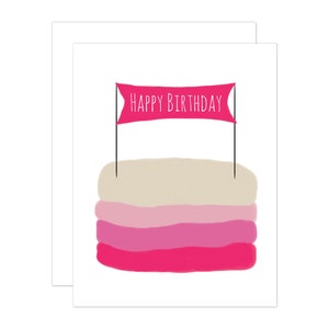 Birthday Card, Pink Birthday Cake Card, Birthday Card For Her, Girl Birthday