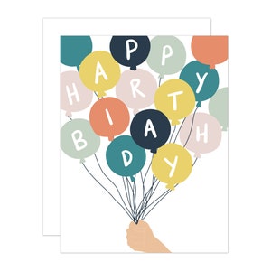Geburtstagskarte, Happy Birthday Ballons Karte, Geburtstagskarte für Ihn, Geburtstagskarte für Sie