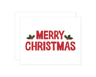 Merry Christmas Card, Mistletoe Card, Holiday Card