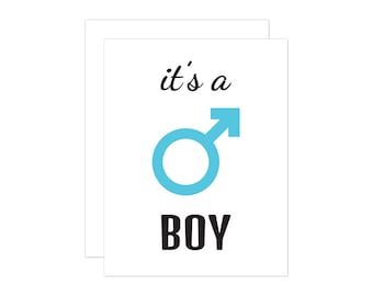 New Baby Card, It's A Boy Greeting Card, Baby Boy, gender reveal note card