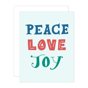 Tarjeta de felicitación Peace Love Joy, tarjeta de Navidad, tarjeta de vacaciones, deseos navideños