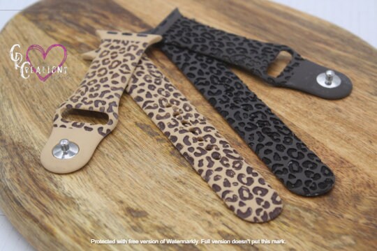 Engraved Leopard Apple watch band 38mm 40mm 42mm 44mm